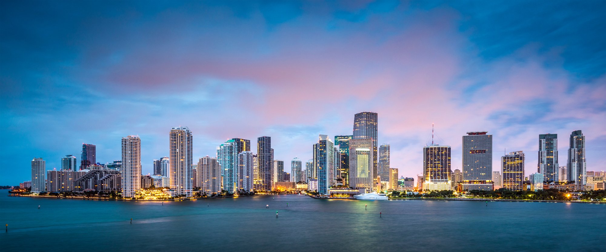 skyline of miami, broward, and palm beach county where photobooth is available for rental